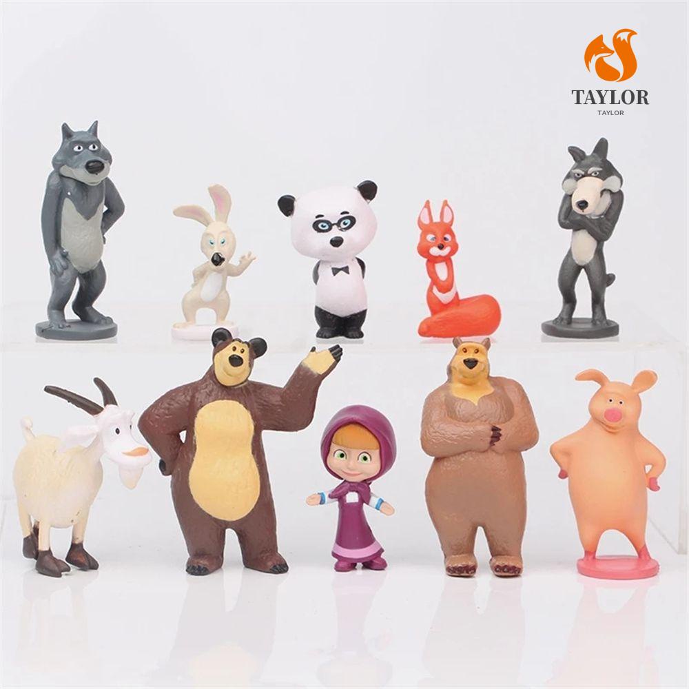 Set 10 Mô Hình Mô Phỏng Nhân Vật Hoạt Hình Masha and The Bear Tỉ Lệ 1