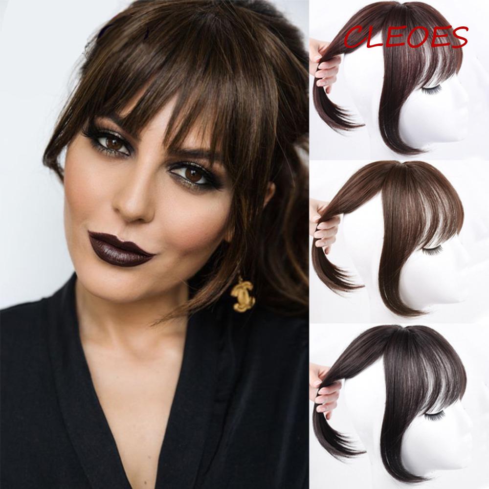 Tóc Mái Giả 3D Không Đường May Cài Khóa Cách Nhiệt Màu Trắng Cho Nữ