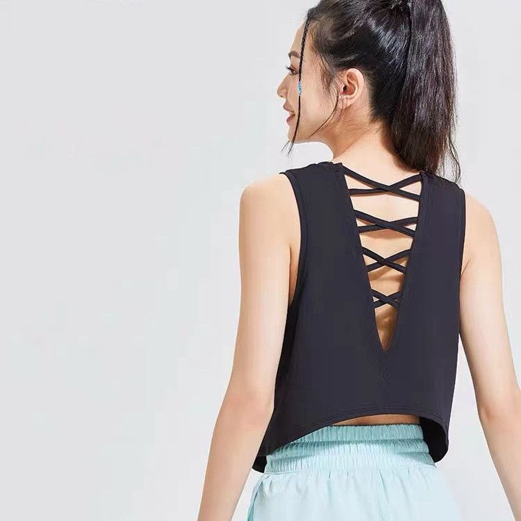Hàng Mới Về Áo Thun Thể Thao Sát Nách Dáng Ngắn Hở Lưng Thoáng Khí Quyến Rũ Cho Nữ