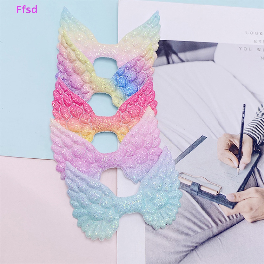 {Ffsd} Miếng Dán Hình Cánh Thiên Thần Lấp Lánh Trang Trí Quần Áo Trẻ Em / Vớ / Kẹp Tóc DIY Bán Chạy *