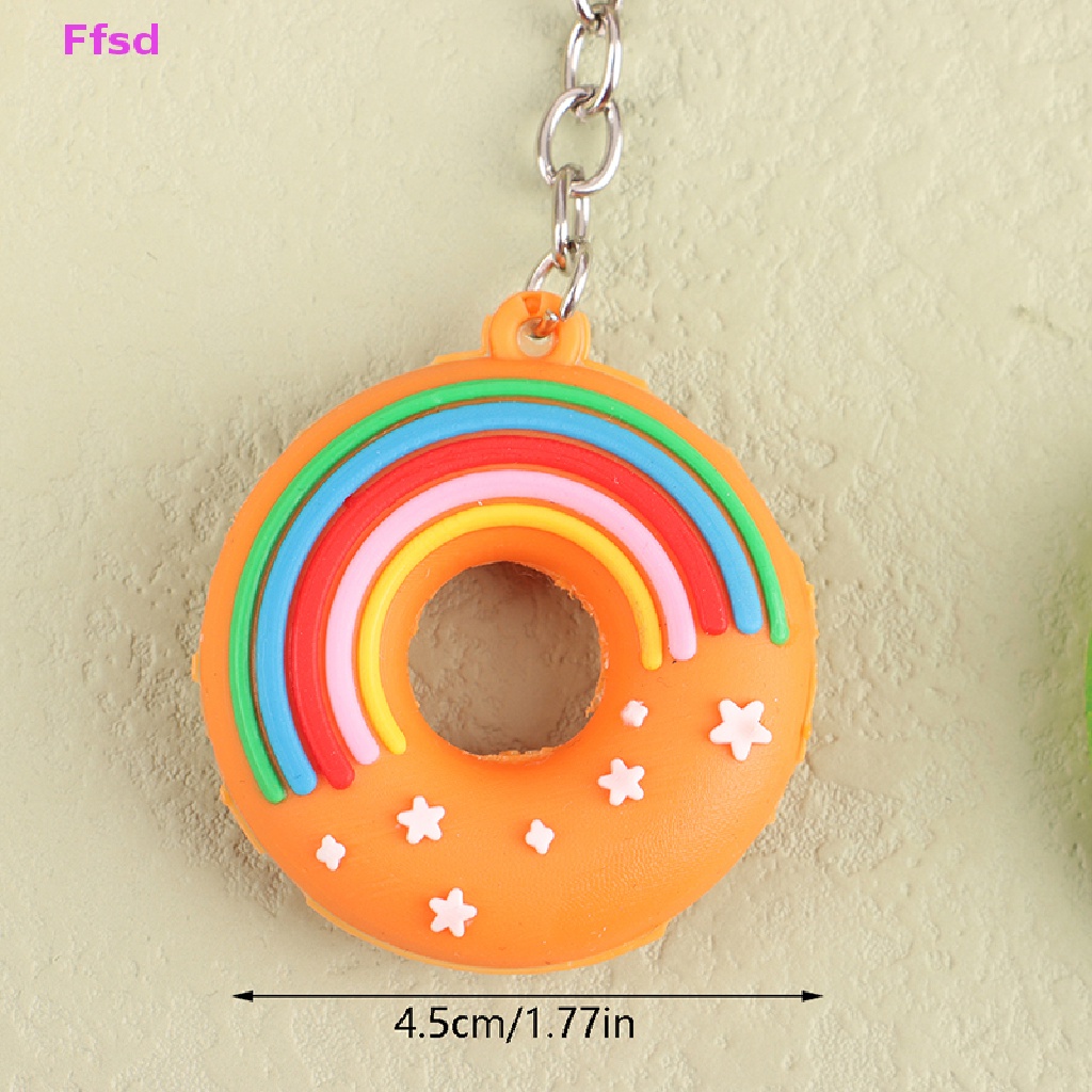 {Ffsd} Móc Khóa Trang Trí Túi Xách Hình Bánh Donut Hoạt Hình Ngọt Ngào