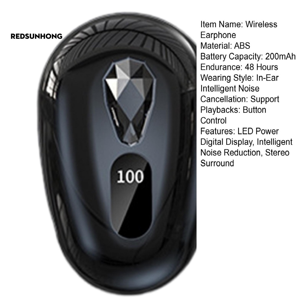 1 Bộ Tai Nghe Không Dây Âm Thanh Bass Nặng 200mAh Có Màn Hình LED Hiển Thị