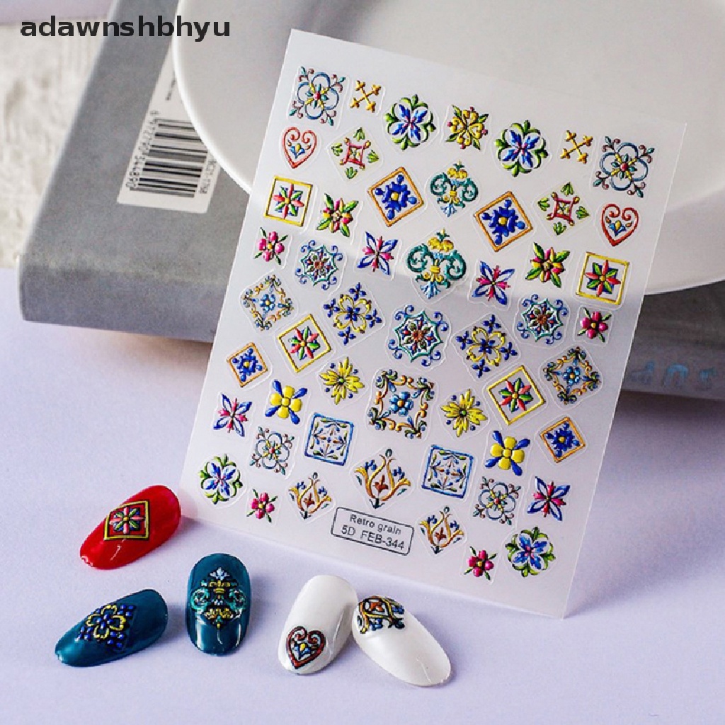 1 Tờ Miếng Dán Trang Trí Móng Tay Họa Tiết Hoa Phong Cách Bohemia