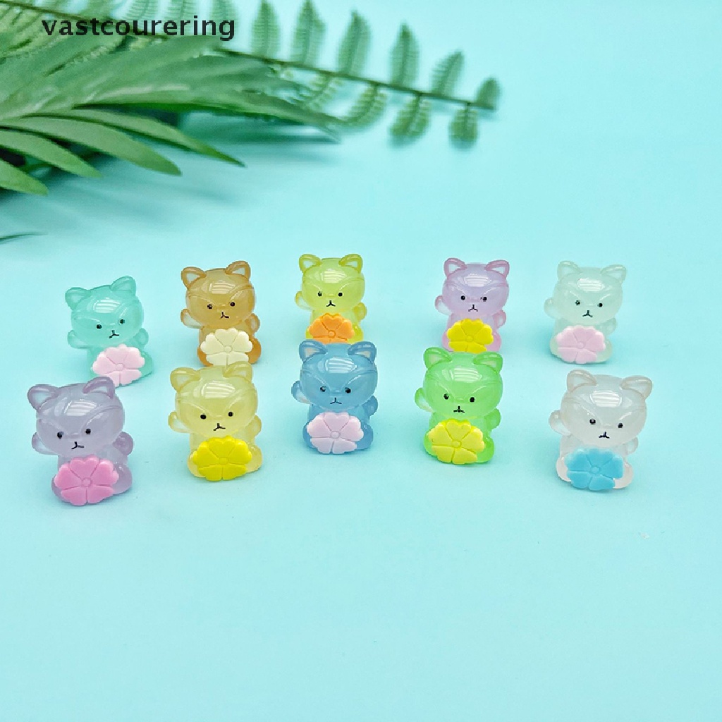 Bộ 2 Tượng Cáo Dạ Quang Bằng Nhựa Resin Dễ Thương Dùng Trang Trí Tiểu Cảnh