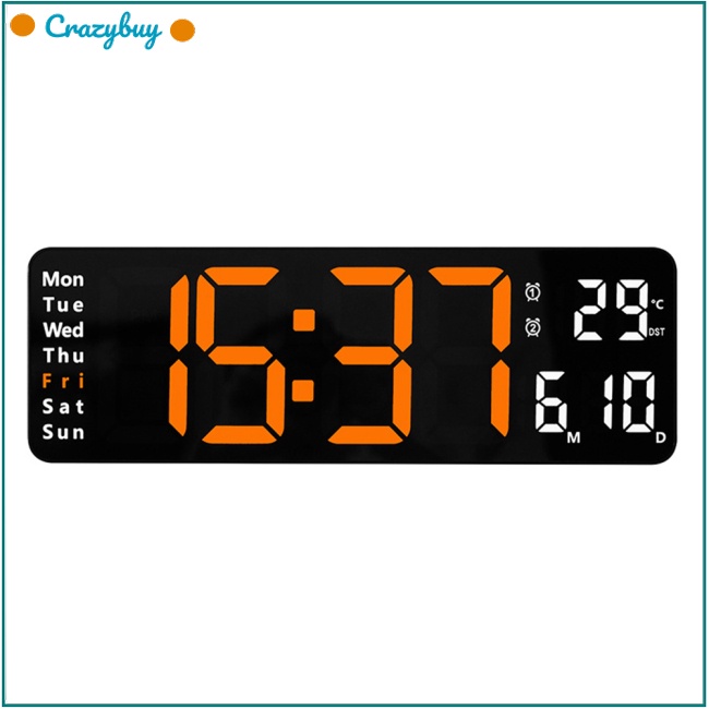 Cr Đồng Hồ Báo Thức Điện Tử Led 13-inch Hiển Thị Nhiệt Độ Ngày Tháng Gắn Tường Tiện Dụng
