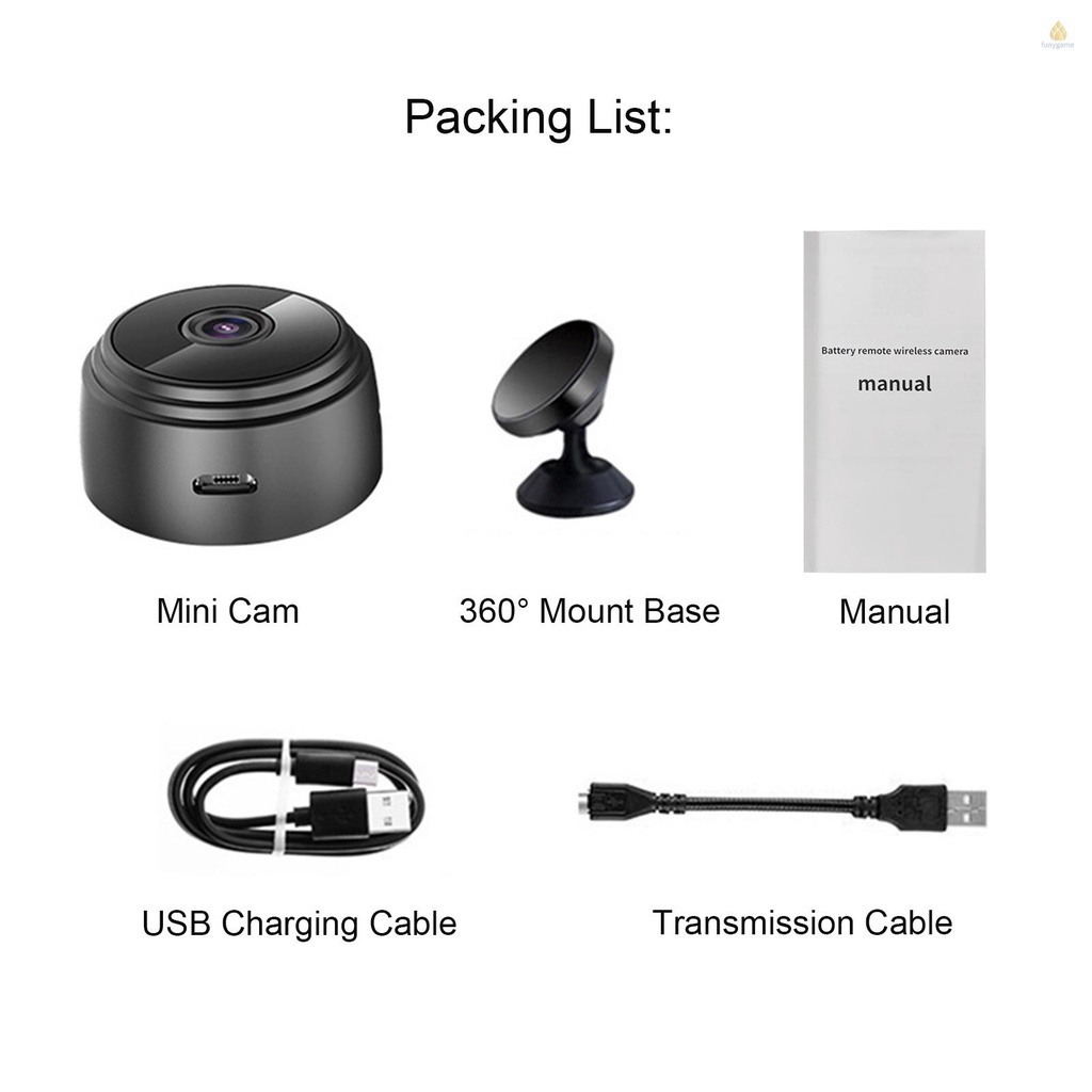 Camera Hành Trình Mini fygavn 1080P WiFi, Độ Phân Giải 150 Độ° Pin 240mAh Mở Rộng 128GB Phát Hiện Chuyển Động Ban Đêm Cho Bé