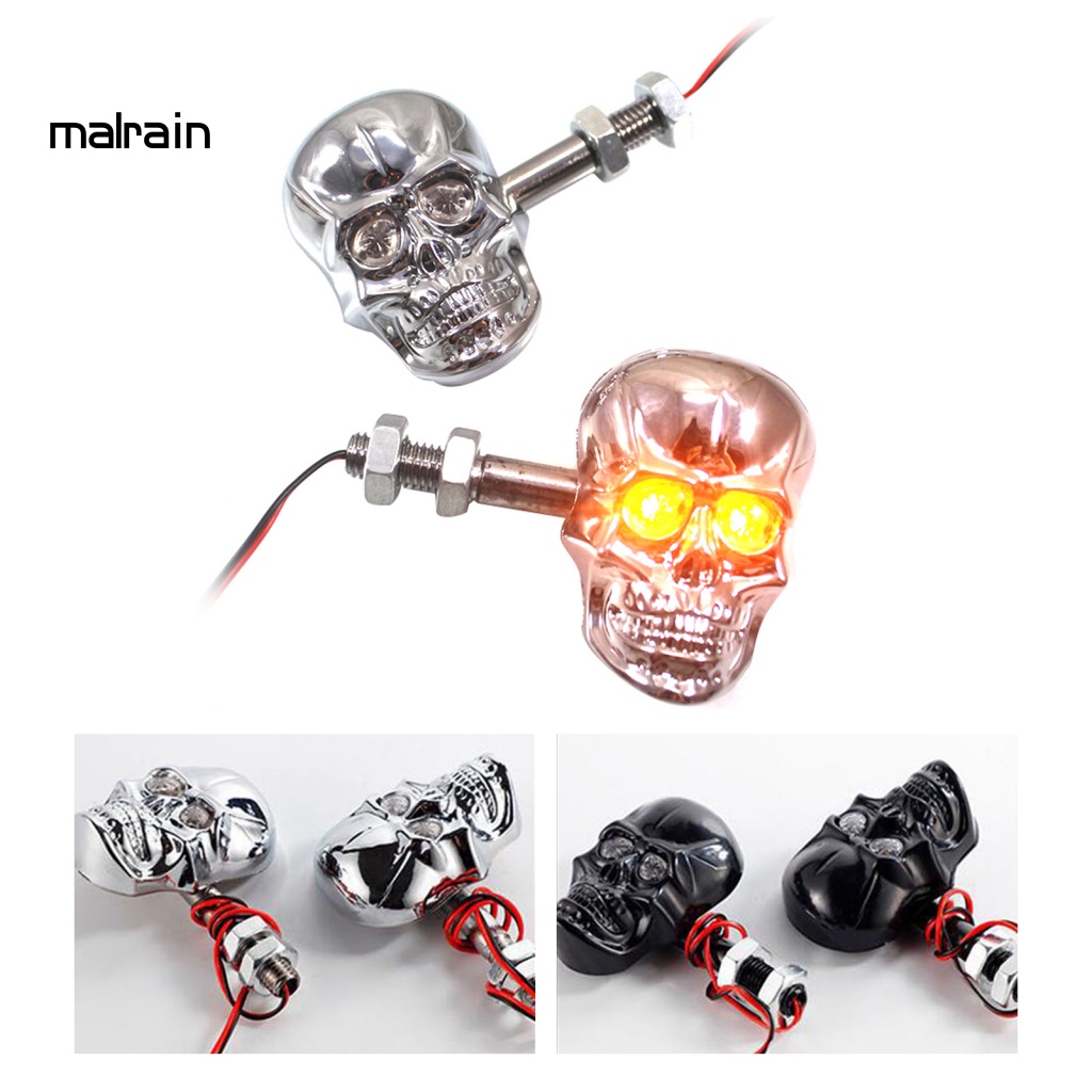 Bộ 2 Đèn Xi Nhan Hình Đầu Lâu Độc Đáo Cho Xe Mô Tô