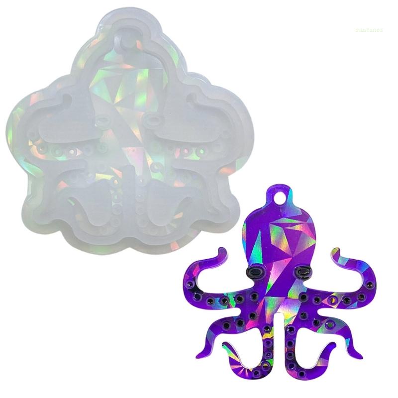 Khuôn Silicone Làm Móc Khóa Hình Bạch Tuộc DIY