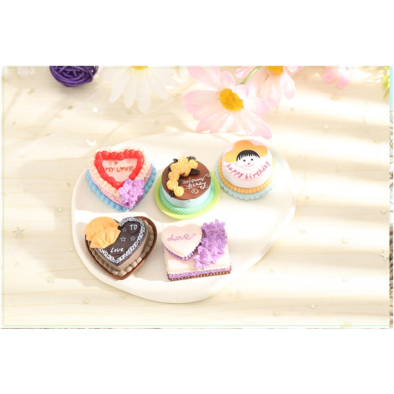 Mô Hình Tiểu Cảnh "Bánh Sinh Nhật Mini" Trang Trí Sen Đá, Sân Vườn/ Chậu Cây, DYI, Terrarium