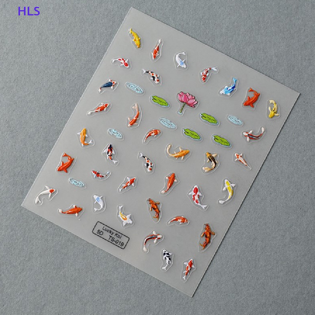 Miếng Dán Trang Trí Móng Tay Họa Tiết Cá Lá Sen / Cá Nhỏ Nhiều Màu 5D Mềm Mại DIY