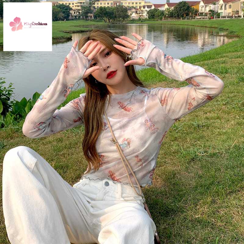 Áo Thun Tay Dài Cổ Tròn Phong Cách Hip Hop Đường Phố