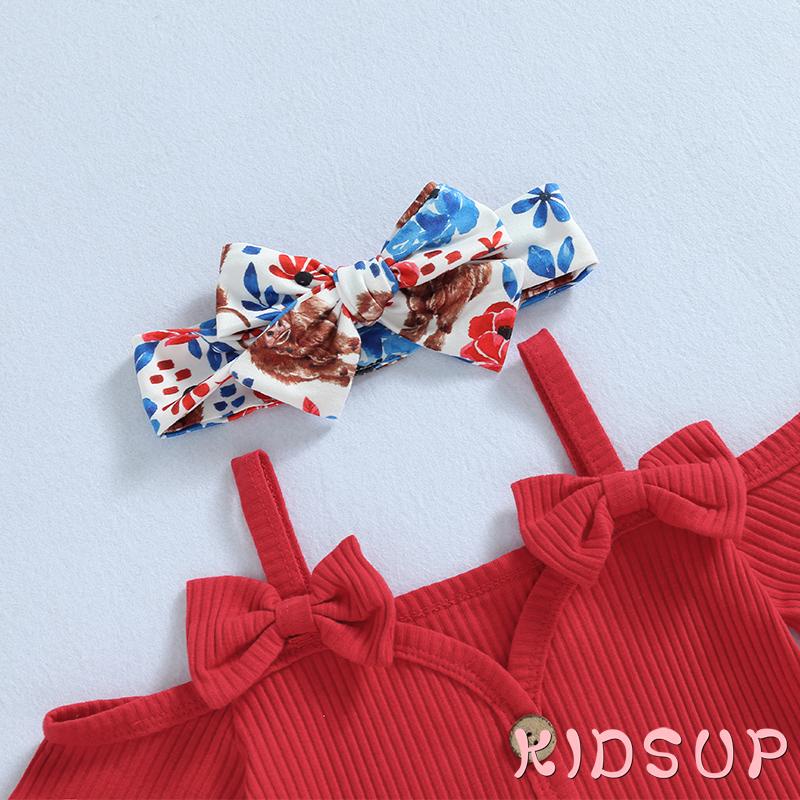 Bộ Áo Liền Quần Tay Ngắn Hở Vai Kèm Quần Ống Loe Co Giãn Thời Trang Mùa Hè Cho Bé Gái 1 Tuổi