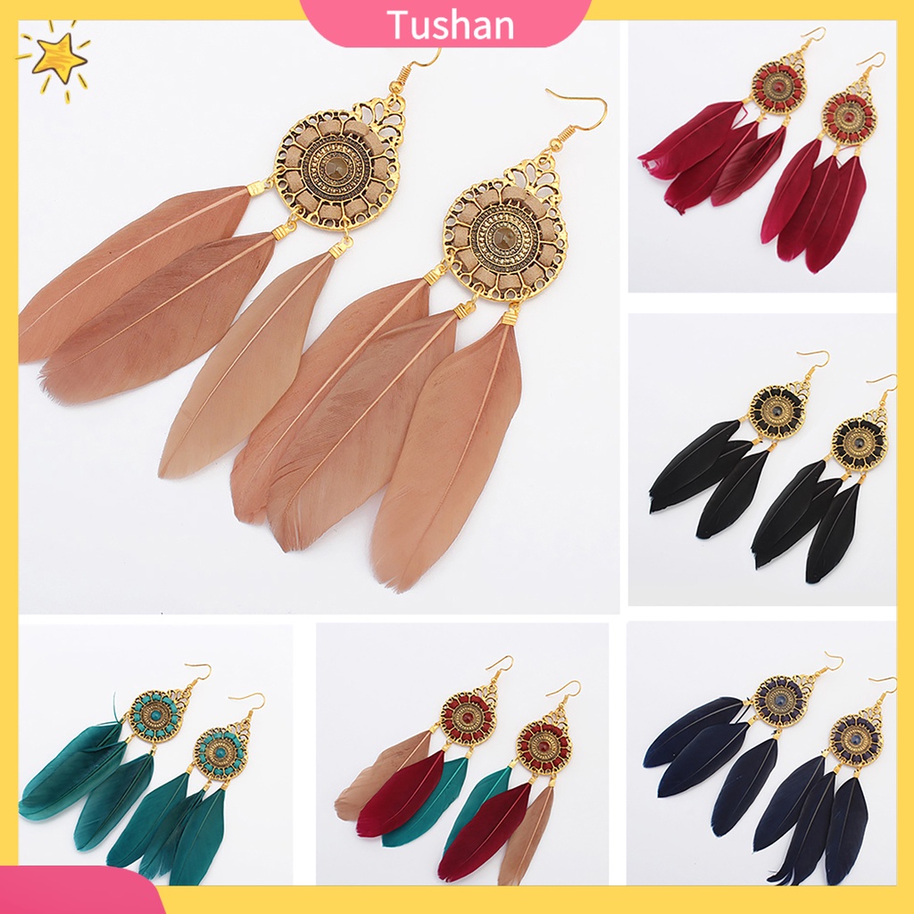 [Ts] Bông Tai Lông Vũ Thanh Lịch Cổ Điển Trang Nhã Cho Phòng Trang Điểm