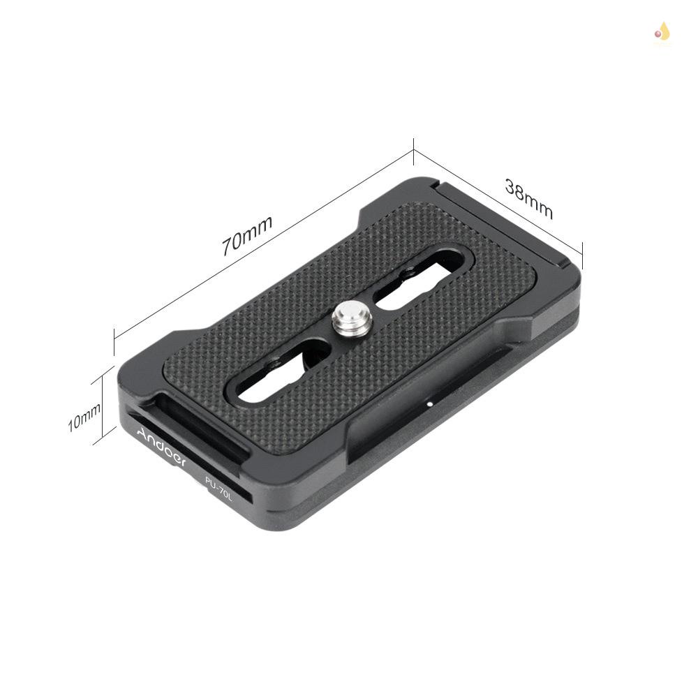 Tấm Tháo Lắp Nhanh Andoer PU-70L 70mm QR 1 / 4 Inches Tương Thích Với Arca Swiss