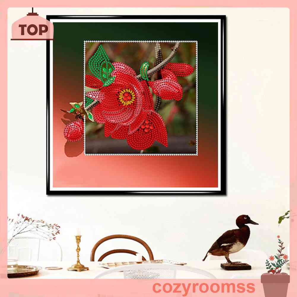 Tranh Đính Đá 5D DIY Họa Tiết Hoa Xinh Xắn Để Trang Trí Nhà