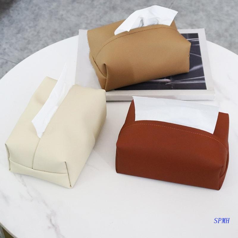 Hộp Đựng Khăn Giấy Bằng Da Phong Cách Bắc Âu Giá Đỡ