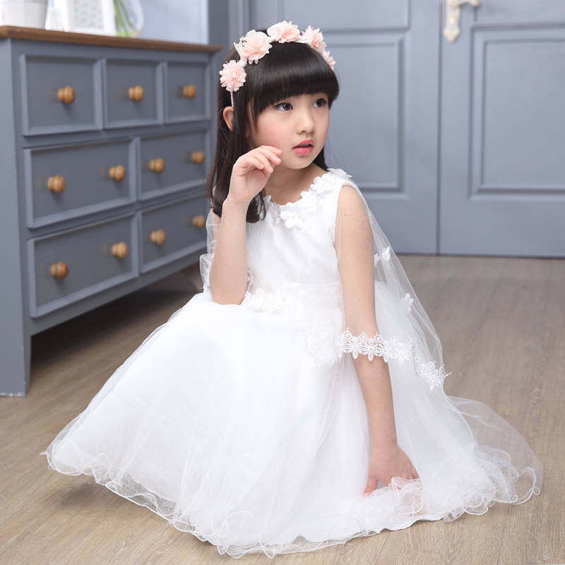 Đầm Công Chúa Phồng Phối Ren Hoa 110-160cm Dành Cho Bé Gái 2-12 Tuổi