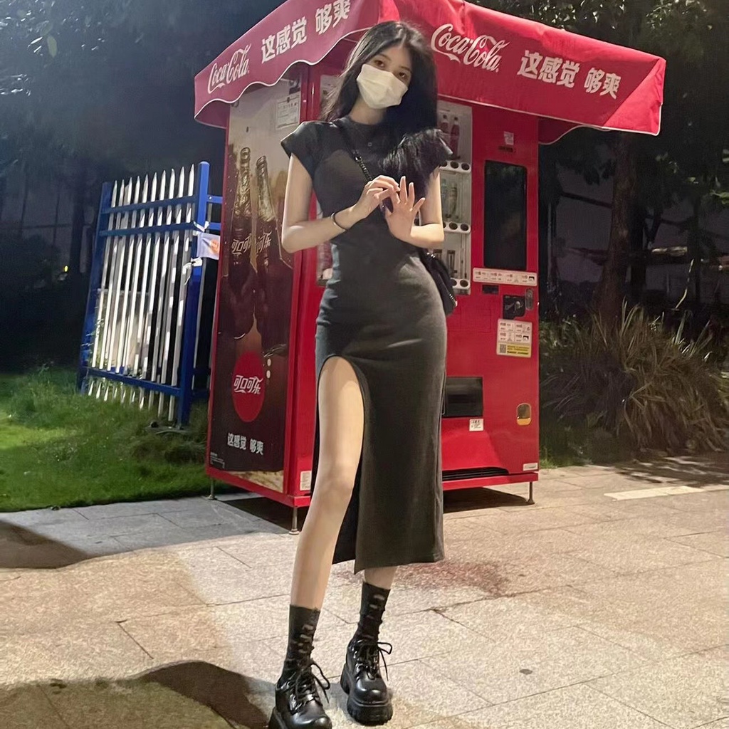 Pure Desire Đầm Ôm Dáng Xẻ Tà Cao Lộ Hông Thời Trang Mùa Hè Cho Nữ