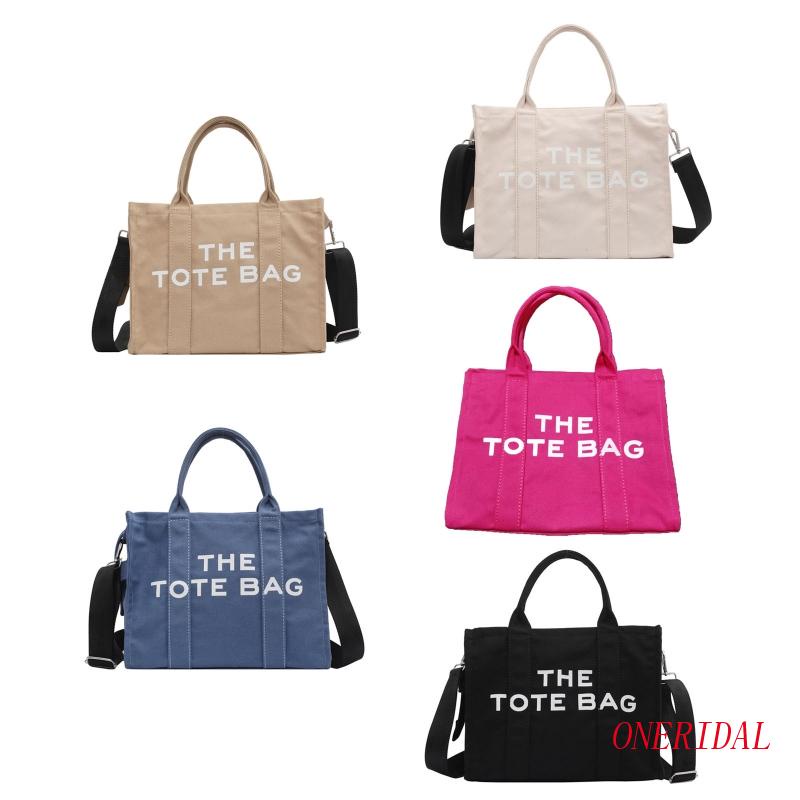 Túi Xách Đeo Vai Vải Canvas In Chữ Đơn Giản Thời Trang Dành Cho Nữ