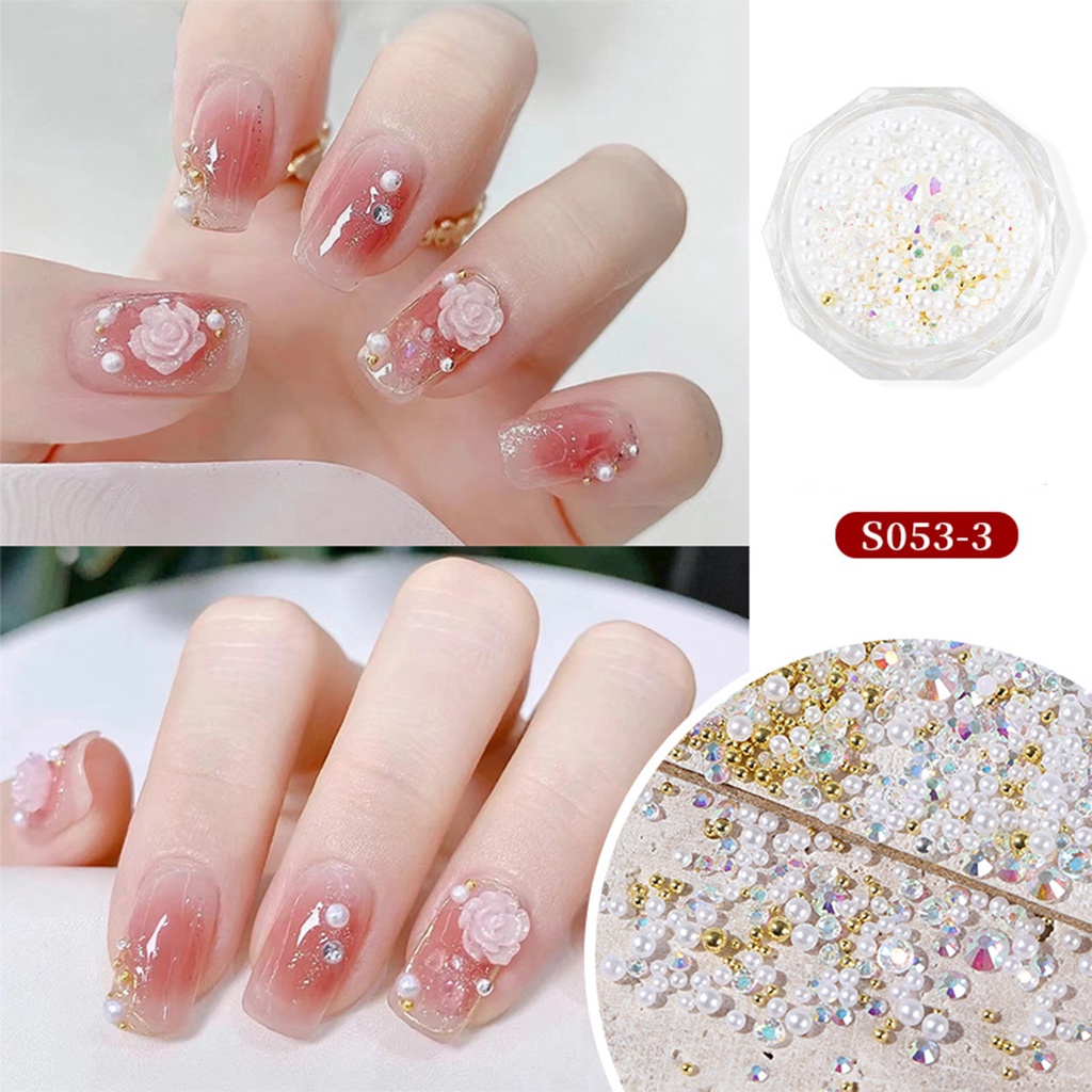 1 Bộ Hạt Charm Lấp Lánh Bằng Thép Trang Trí Móng Tay DIY