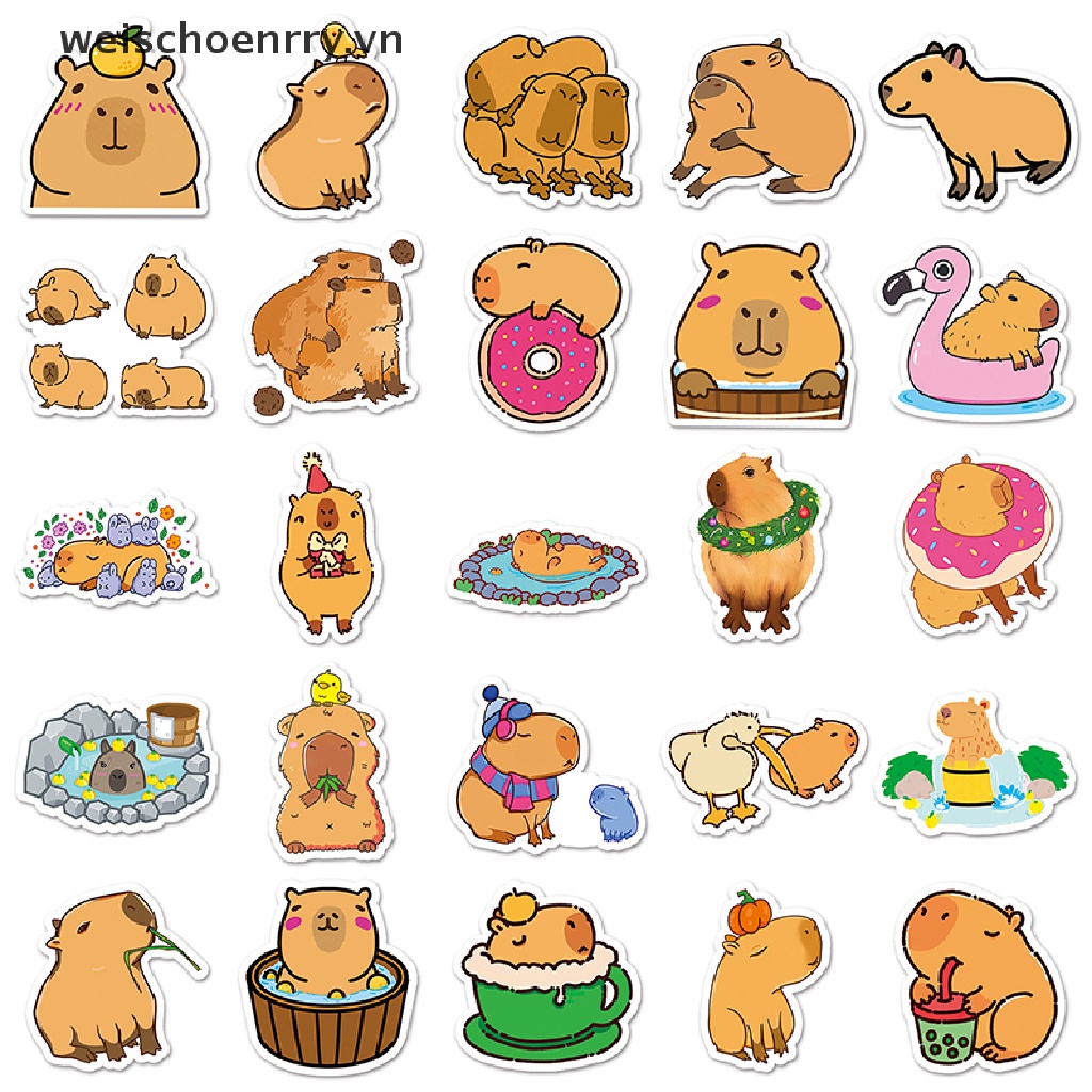 Bộ 50 Đề Can Kiểu Hoạt Hình Động Vật Đáng Yêu Chống Thấm Nước Trang Trí Vali