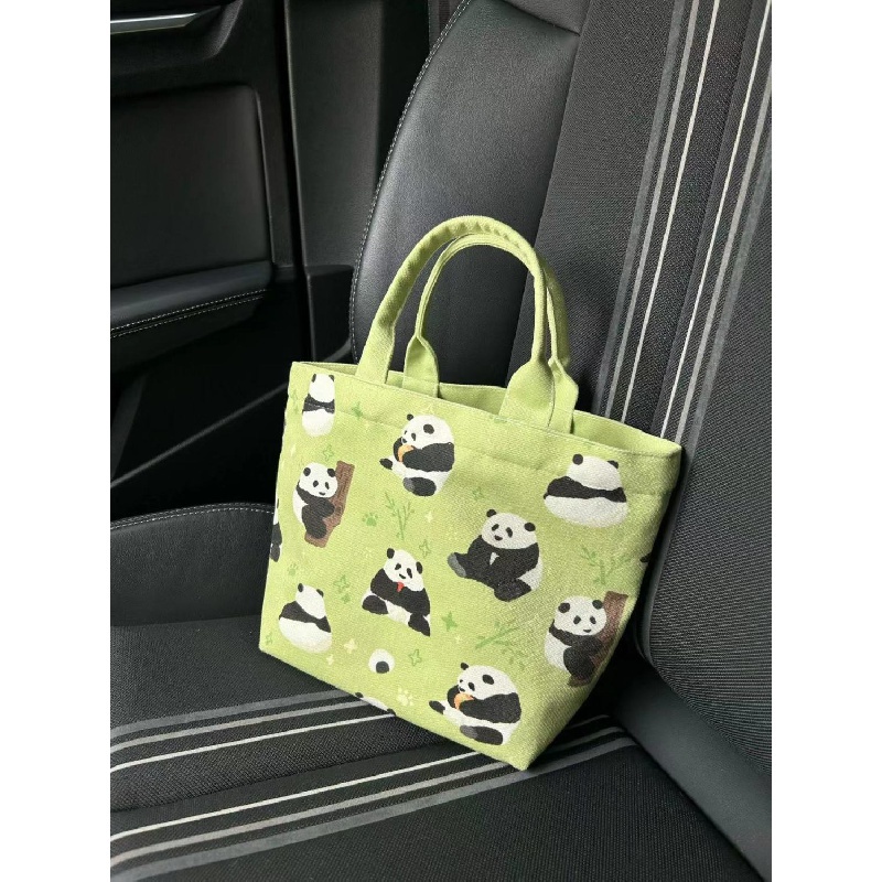 Túi Xách Canvas Họa Tiết Gấu Trúc Hoạt Hình Hàng Mới Dành Cho Học Sinh