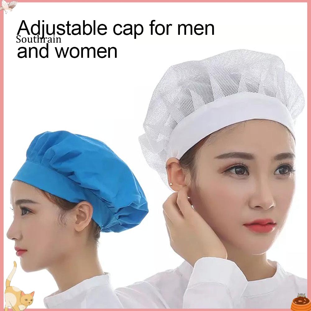 Mũ Đầu Bếp Nam Nữ Phối Lưới Thoáng Khí Điều Chỉnh Được