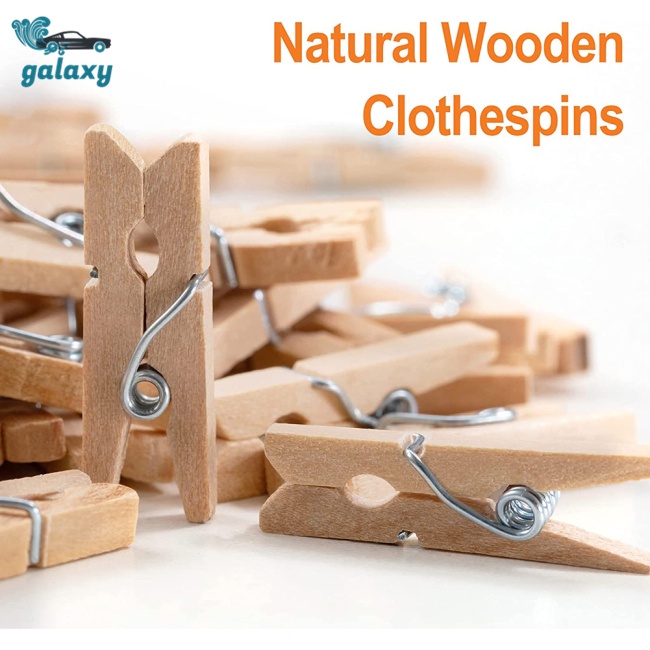 Galaxy Set 100 Kẹp Quần Áo Bằng Gỗ Tự Nhiên Đa Năng Có Thể Tái Sử Dụng 10m