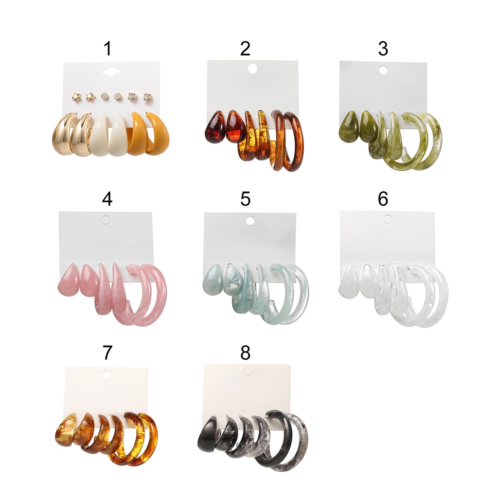 Bông Tai LK-1 Dạng Vòng Hình Chữ C Bằng Acrylic Trọng Lượng Nhẹ Đơn Giản