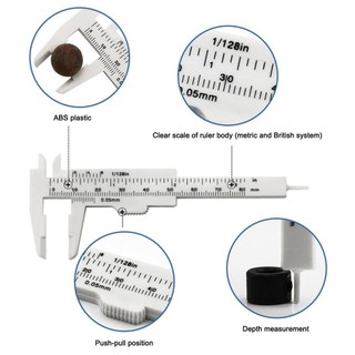 0-80mm Double Scale Plastic Vernier Caliper Mini Ruler Measurement Tool