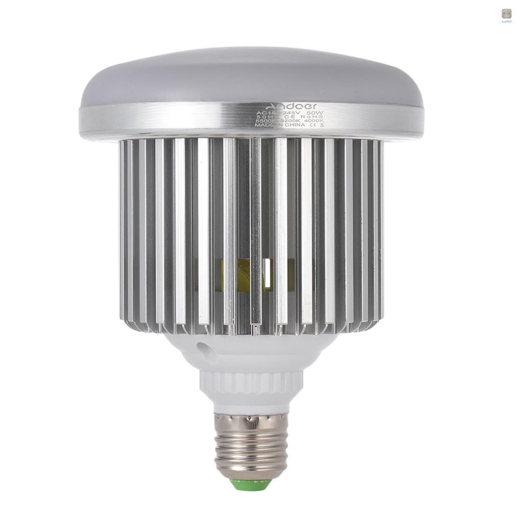 Bóng Đèn LED Andoer E27 50W 3200K ~ 5600K Ánh Sáng Trắng Điều Khiển Từ Xa AC185-245V