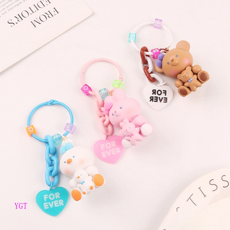 Ygt Móc Chìa Khóa Resin Hình Gấu Hoạt Hình Dễ Thương Tinh Tế Sáng Tạo Dành Cho Cặp Đôi