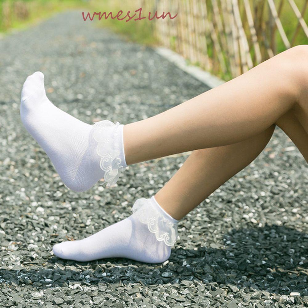 Vớ Lolita Cổ Thấp Phối Ren Nhún Bèo Phong Cách Harajuku Cổ Điển 15H Cho Nữ