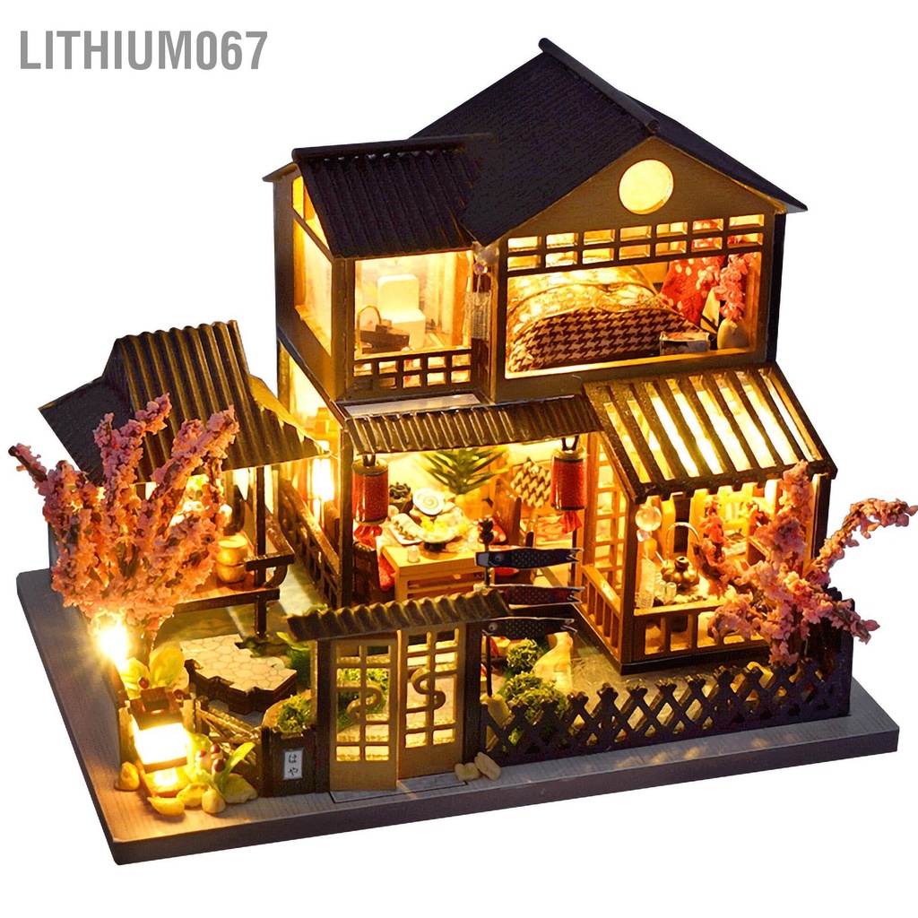 Lithium067 DIY Cottage Lắp ráp Thú vị Chất liệu vải Gỗ Đồ thu nhỏ trang trí hấp dẫn Bộ nhà búp bê