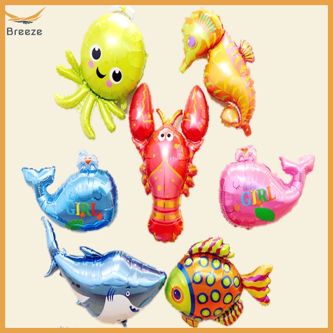 1 Bong Bóng Mini Bằng Nhôm Chủ Đề Động Vật Biển Cá Voi Tôm Hùm Cá Nhiệt Đới Sinh Nhật