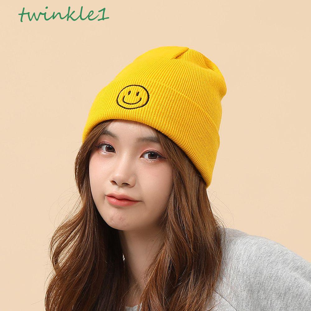 Mũ Len Beanie Họa Tiết Mặt Cười Đơn Giản Cá Tính Cho Nam Nữ