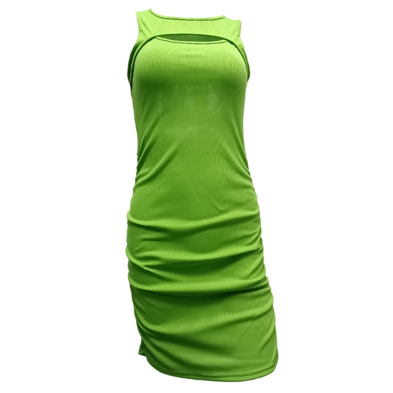 Đầm Ngắn Ôm Dáng Không Tay Cổ Tròn Màu Trơn Thời Trang Mùa Hè Dành Cho Nữ