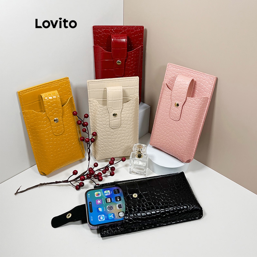 Túi đeo vai cỡ nhỏ Lovito phối đinh tán màu trơn phong cách thường ngày cho nữ L50AD130 (trắng/hồng/đỏ/vàng/đen)