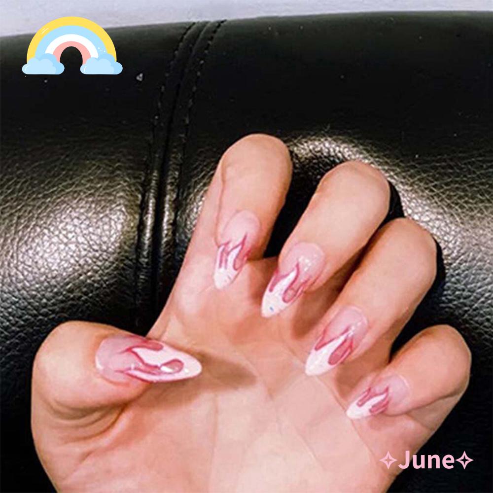 Set 24 Móng Tay Giả Đầu Nhọn Bằng Acrylic Dùng Để Làm Đẹp