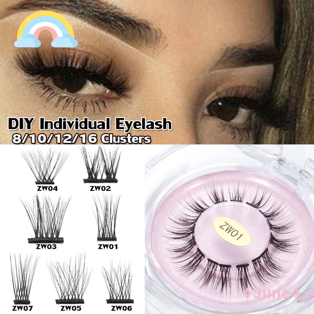 [Hàng mới về] Hộp 8 / 10 / 12 / 16 cụm lông mi giả 3D tự nhiên dùng nối mi tại nhà tiện dụng