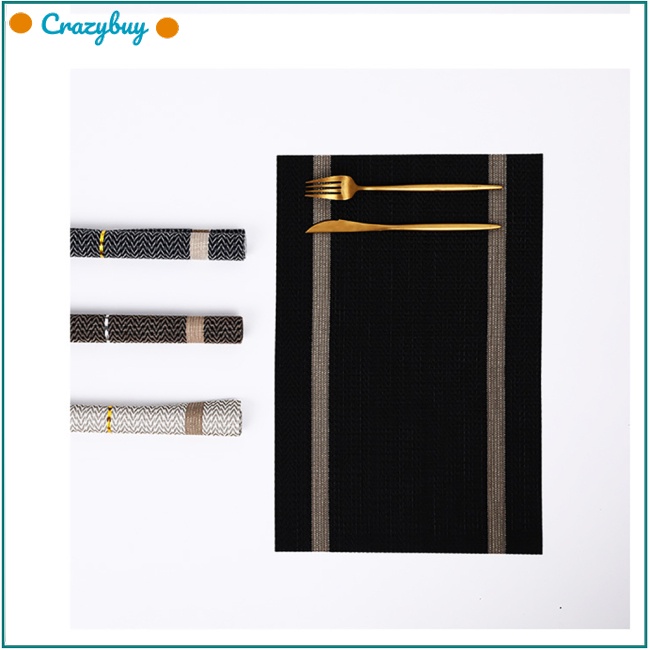 Cr Tấm Lót Bàn Ăn Cách Nhiệt Họa Tiết Kẻ Sọc Đơn Giản Phong Cách Châu Âu