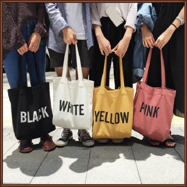Túi Xách Canvas Đeo Vai In Chữ Thời Trang Cho Nữ