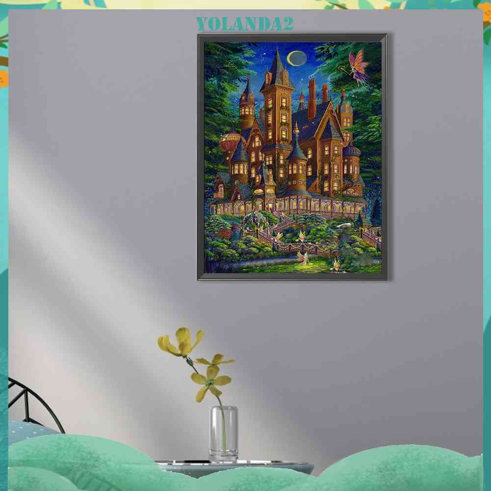 Tranh Đính Đá Kim Cương Toàn Bộ 5D DIY Hình Lâu Đài