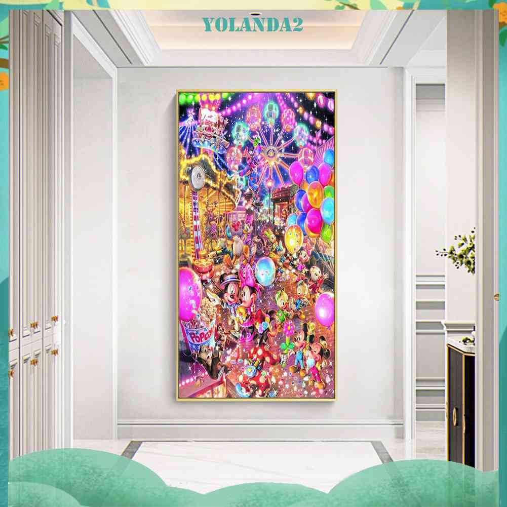 Bộ Tranh Đính Đá 5D Họa Tiết Hoạt Hình Mickey Minnie Độc Đáo DIY Dùng Trang Trí Nhà Cửa