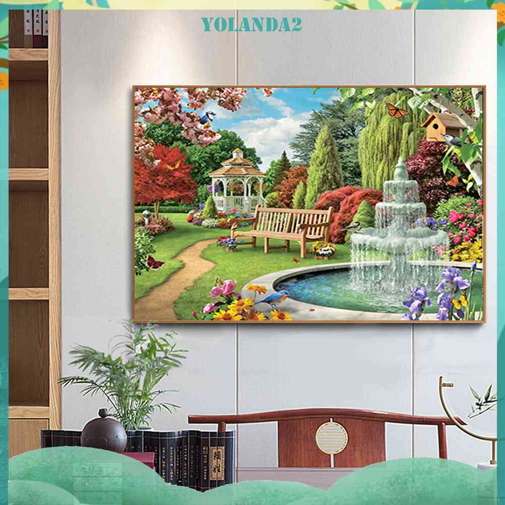 Tranh Đính Đá Kim Cương Toàn Bộ 5D DIY Hình Khu Vườn