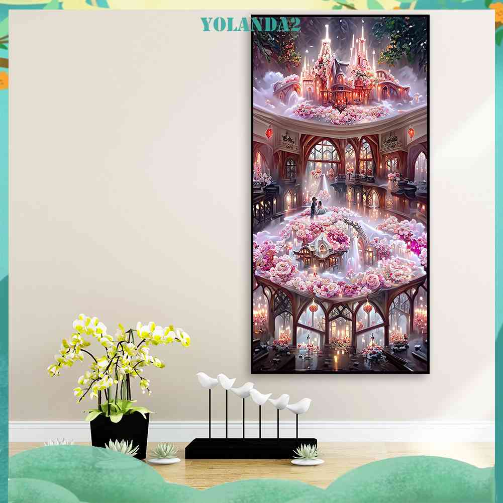 Bộ Tranh Đính Đá Tự Làm Toàn Diện Họa Tiết Hoa Hồng Dùng Trang Trí Phòng