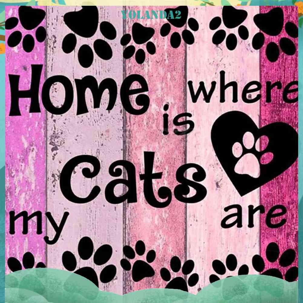 Bộ Tranh Đính Đá 5D Toàn Diện Họa Tiết Chú Mèo Độc Đáo DIY Dùng Trang Trí Nhà Cửa