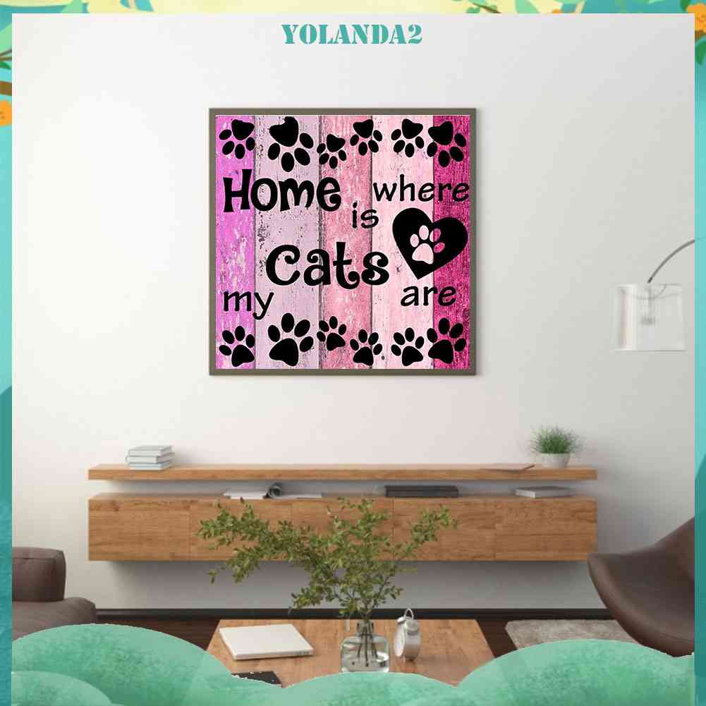 Bộ Tranh Đính Đá 5D Toàn Diện Họa Tiết Chú Mèo Độc Đáo DIY Dùng Trang Trí Nhà Cửa