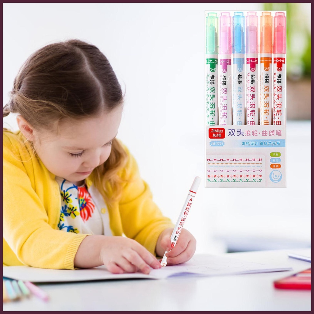 Set 6 Bút Lông Hai Đầu Ngòi Mảnh Vẽ Đường Nét Mảnh Dành Cho Tạp Chí Khảm Đá