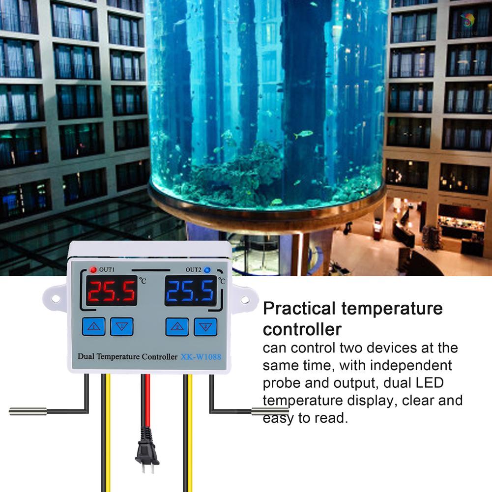 Thiết Bị Điều Chỉnh Nhiệt Độ Kép Kỹ Thuật Số 110-220V Có Đèn LED Chống Thấm Nước Cho Bể Cá